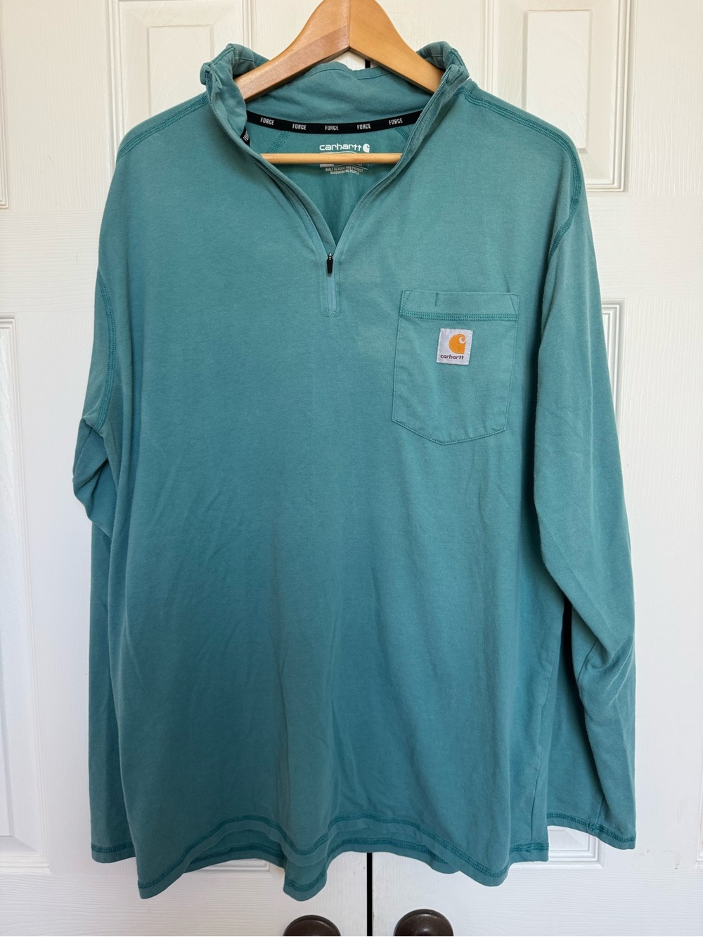 Carhartt Force Men's Relaxed Fit Midweight 1/4 Zip Pullover Shirt Green L